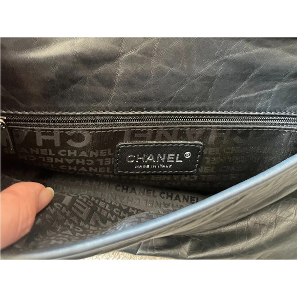 Chanel Black Calfskin Quilted Shoulder Bag Silver CC Buckle Logo Flap Rare - Picture 5 of 6